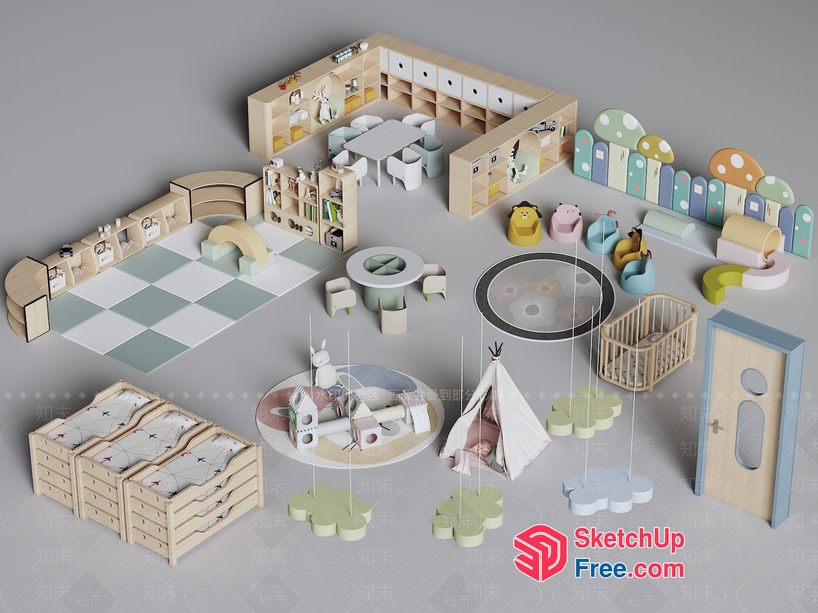 Modern Playroom Furniture Collection 3D SketchUp File