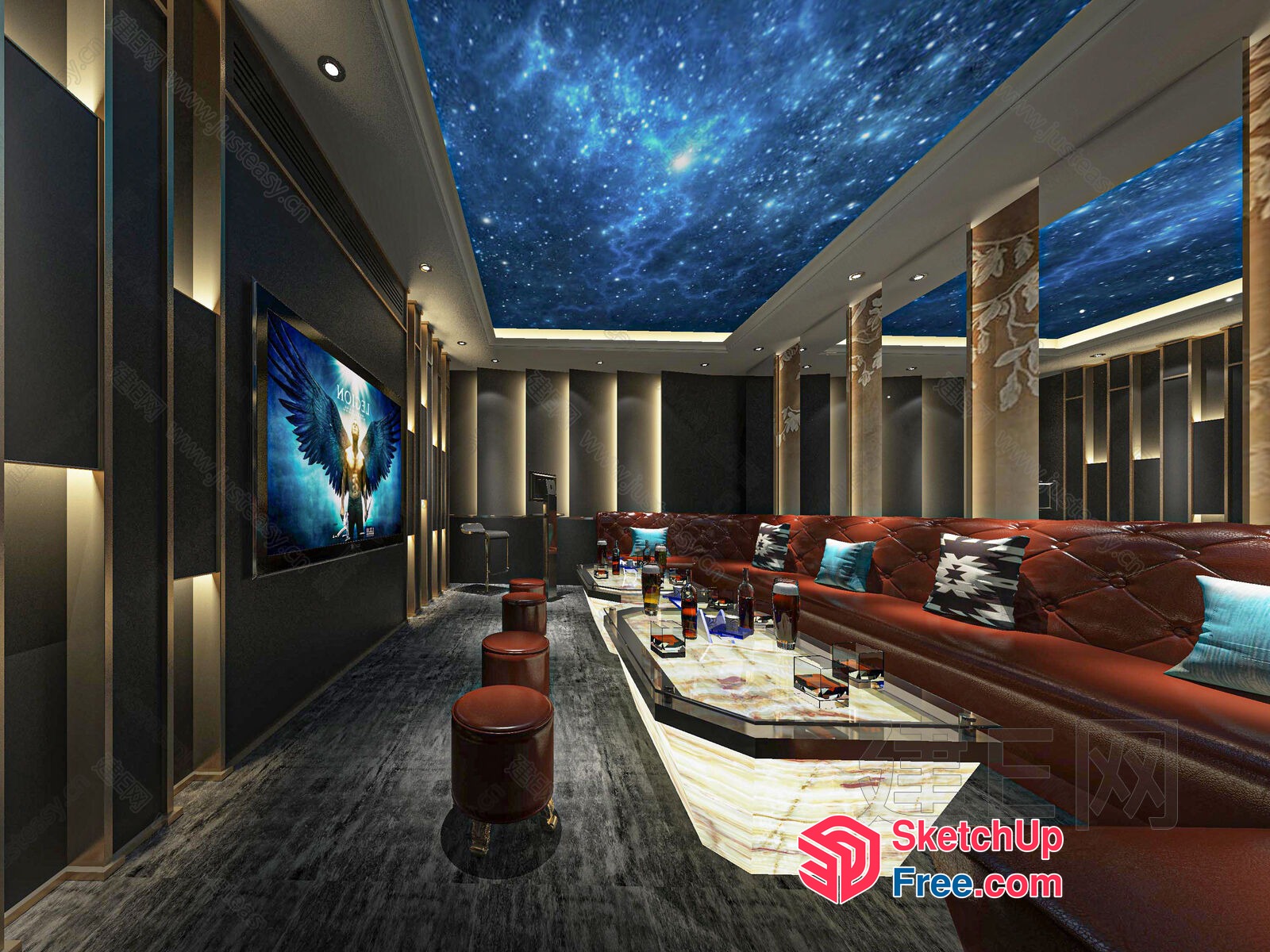 Elegant Modern Lounge Interior 3D SketchUp File