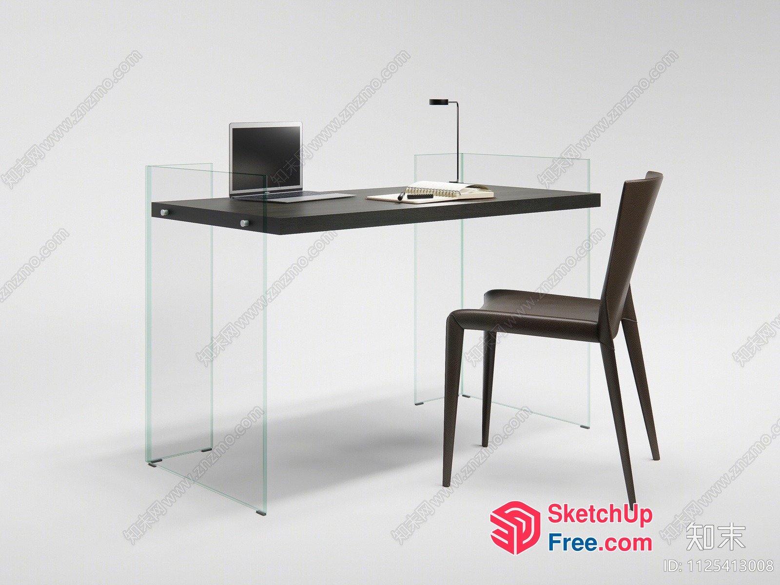 Modern Minimalist Office Desk And Chair Setup 3D SketchUp File