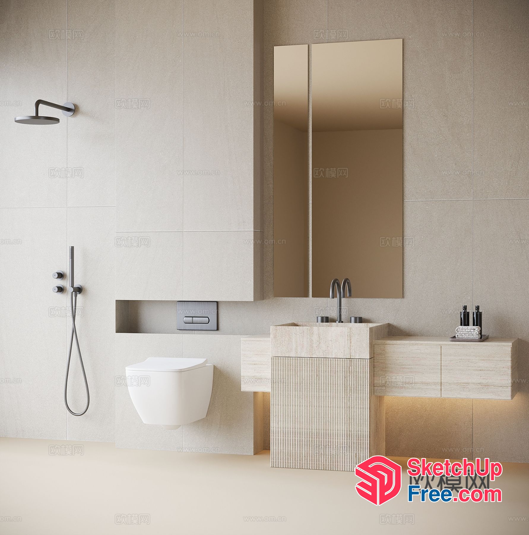 Modern Minimalist Bathroom Decor With Sleek Fixtures 3D SketchUp File
