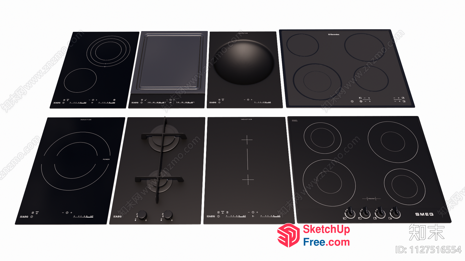 Black Glass Cooktops Collection 3D SketchUp File
