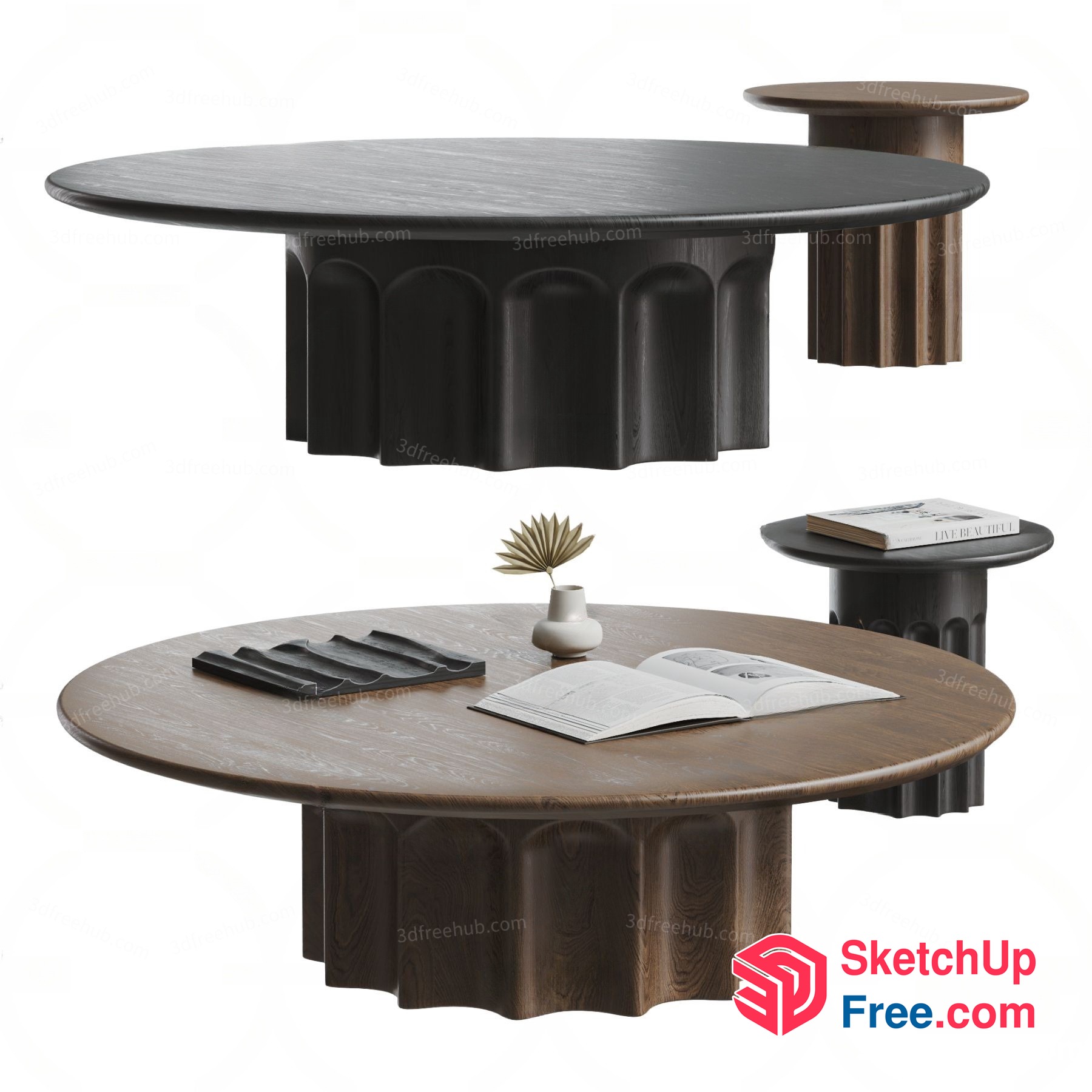 Elegant Round Coffee Table With Pillar Base 3D SketchUp File