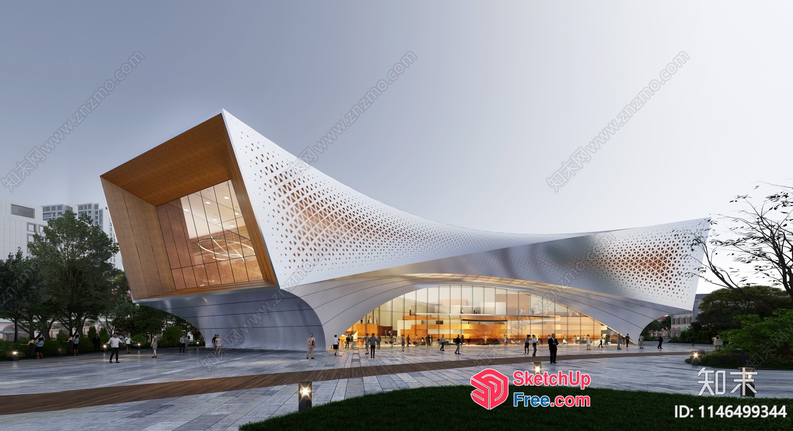 Futuristic Glass Curtain Wall Building 3D SketchUp File
