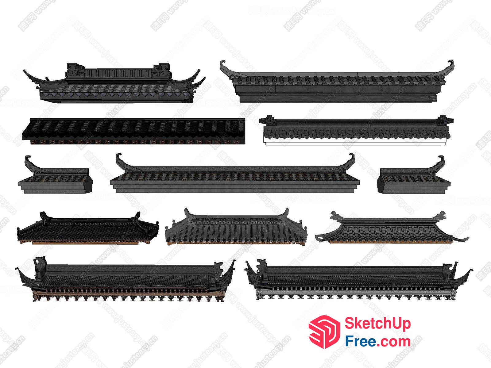 Traditional Asian Roof Synthesis Designs 3D SketchUp File