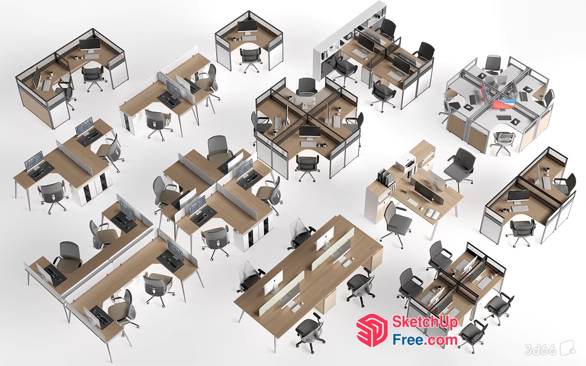 Office Furniture Arrangement 3D SketchUp File