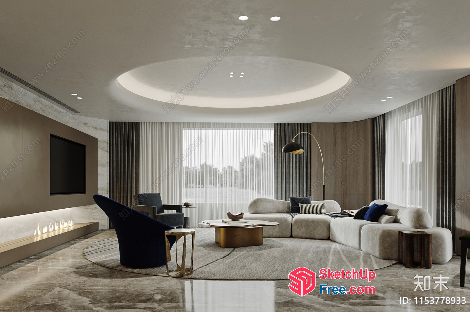Modern And Elegant Living Room Interior 3D SketchUp File