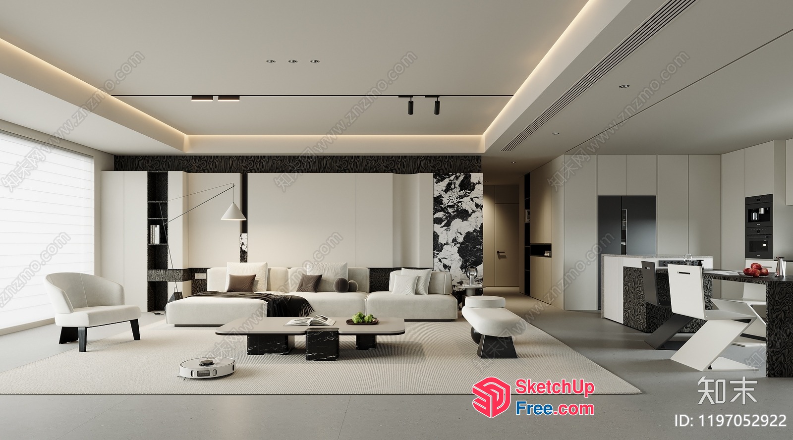 Modern Minimalist Living Room Interior With Sleek Furniture 3D SketchUp File