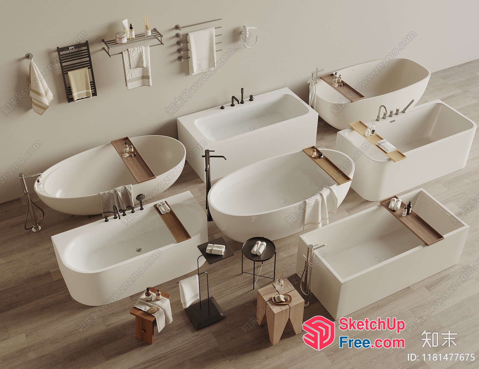 Luxury Bathrooms With Modern Bathtubs 3D SketchUp File