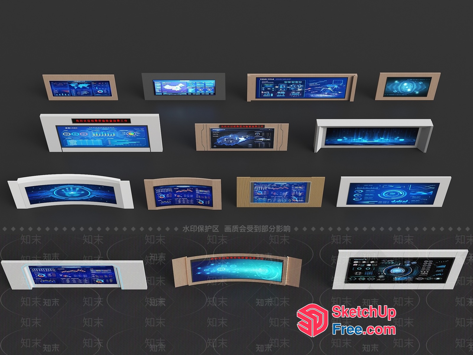 Futuristic Digital Display Panels 3D SketchUp File