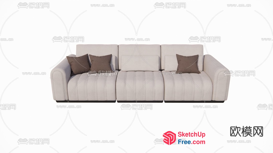 Elegant Cream Sofa With Pillows 3D SketchUp File