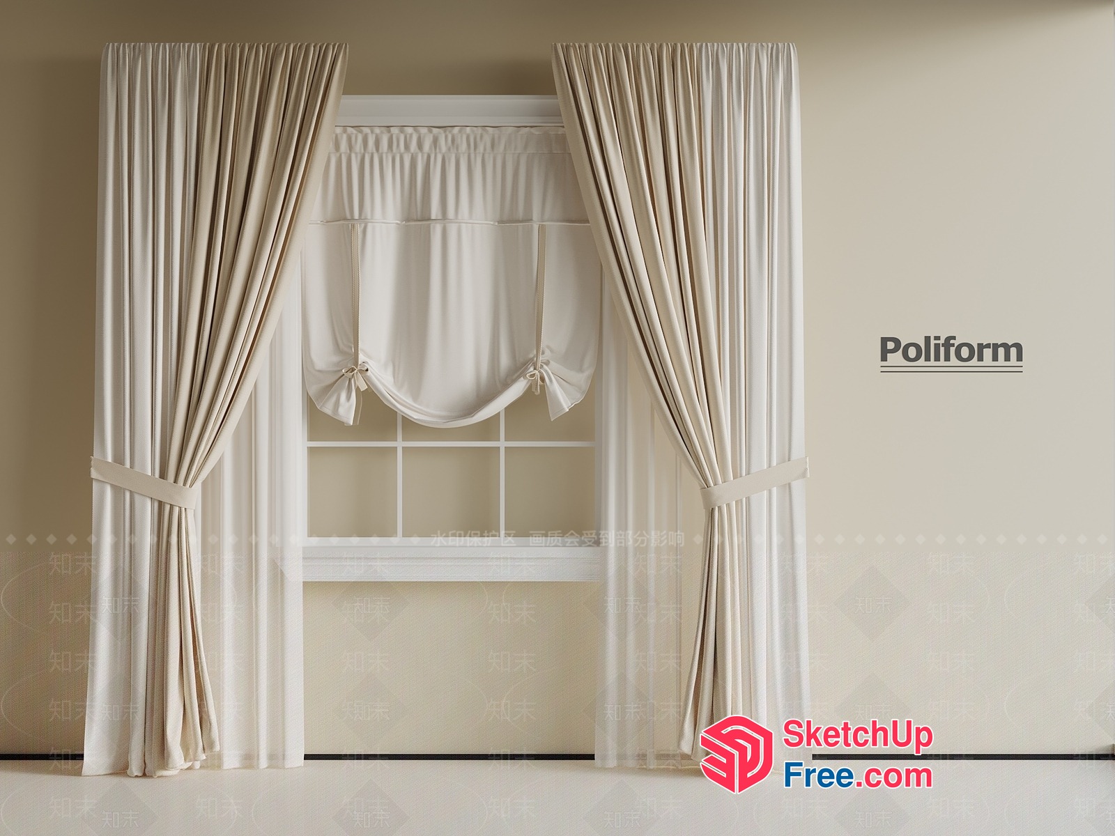 Elegant White Curtain Design 3D SketchUp File