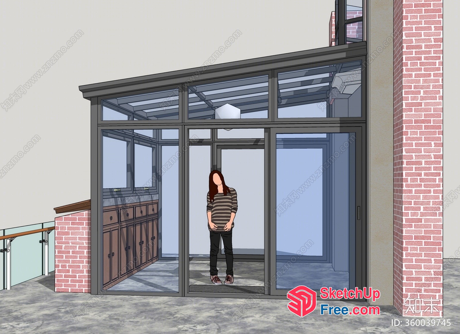 Glass Curtain Wall Stairs Interior 3D SketchUp File