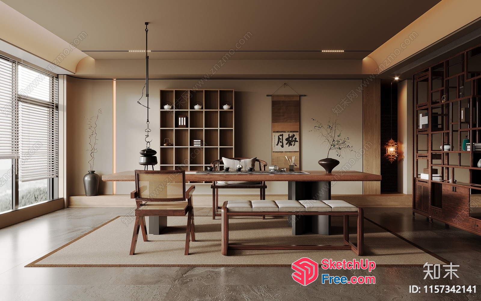 Elegant And Modern Japanese-Style Dining Room 3D SketchUp File