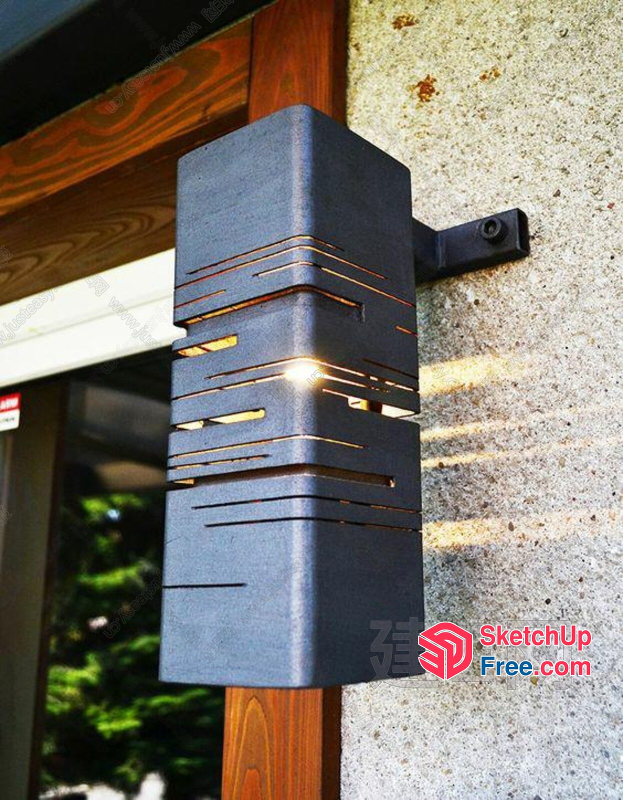Modern Outdoor Light Fixture With Slatted Design 3D SketchUp File