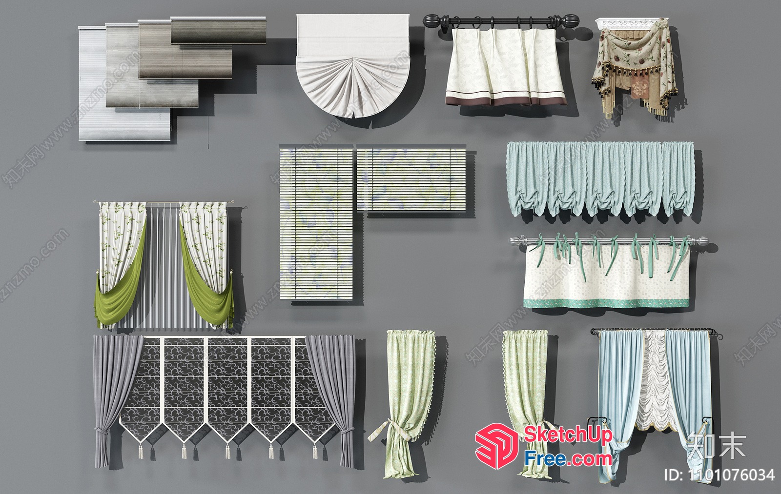 Curtain Options For Various Window Styles 3D SketchUp File