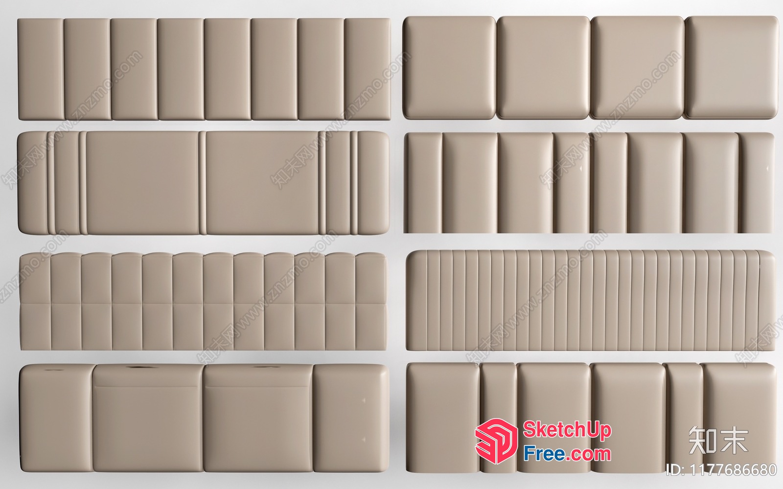Long Leather Sofa Arrangement 3D SketchUp File