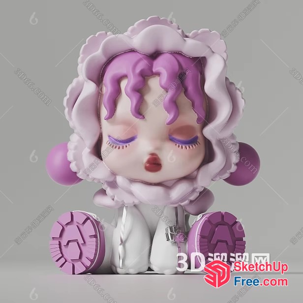 Cartoon Character In A Hooded Costume 3D SketchUp File