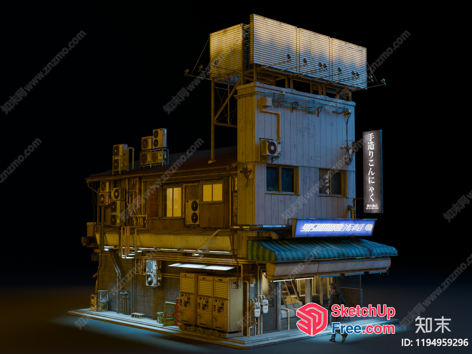 Futuristic Japanese Street Scene 3D SketchUp File