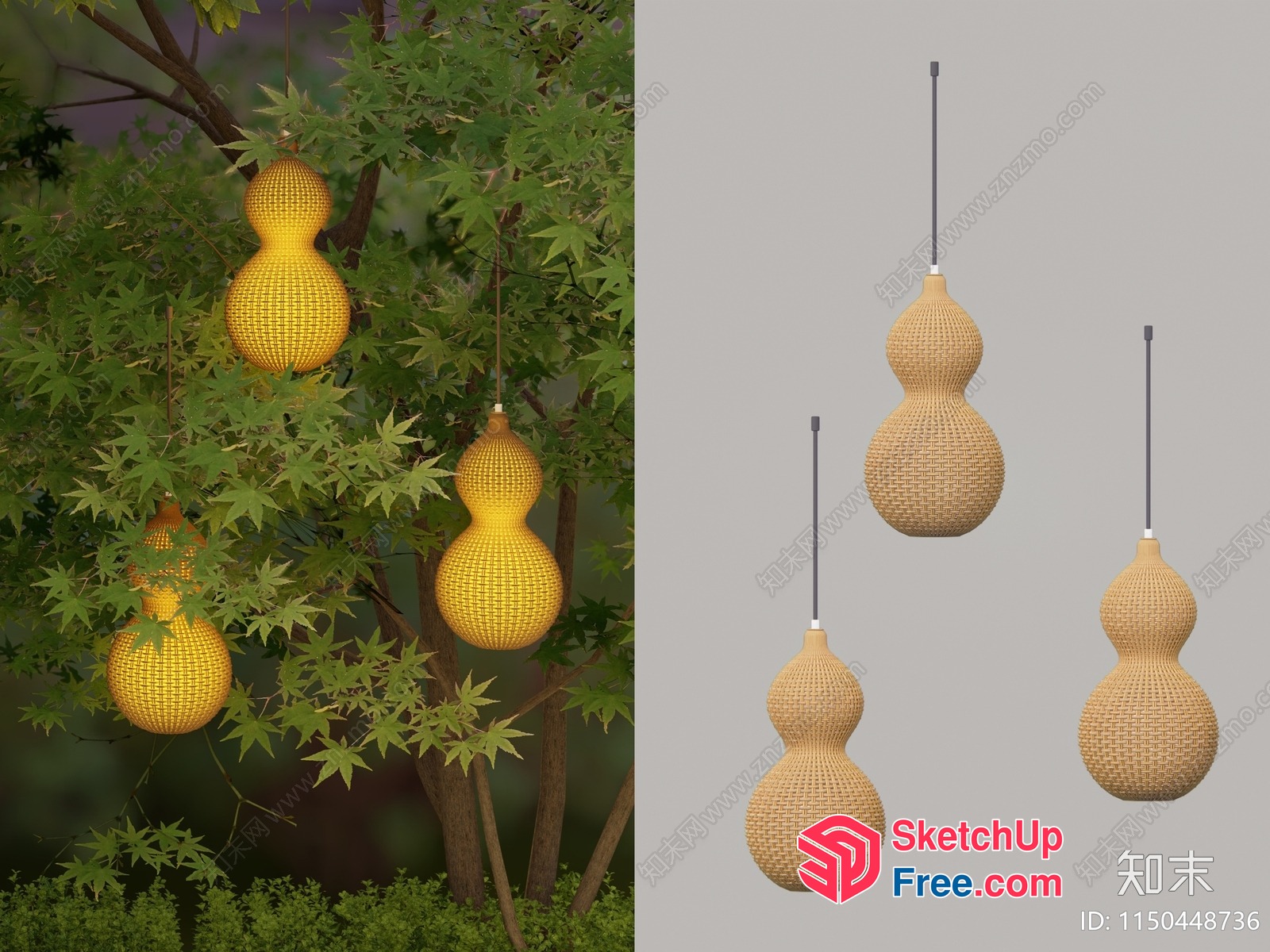 Hanging Wicker Lanterns In A Tree 3D SketchUp File