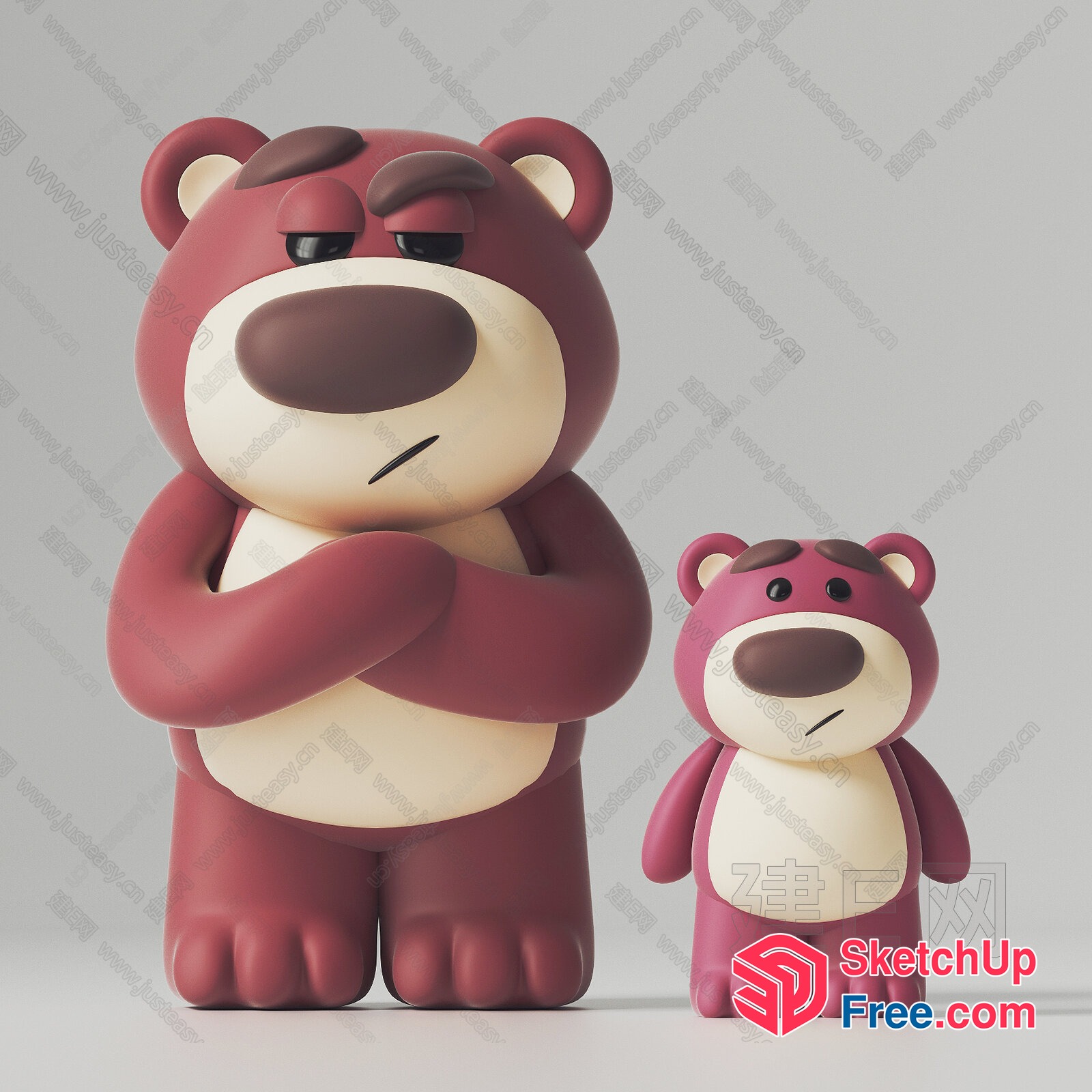 Two Cartoon Bears Standing Next To Each Other 3D SketchUp File