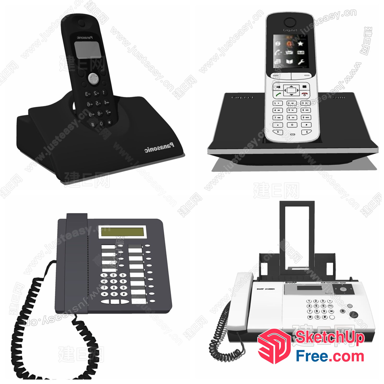 Four Different Types Of Telephones 3D SketchUp File