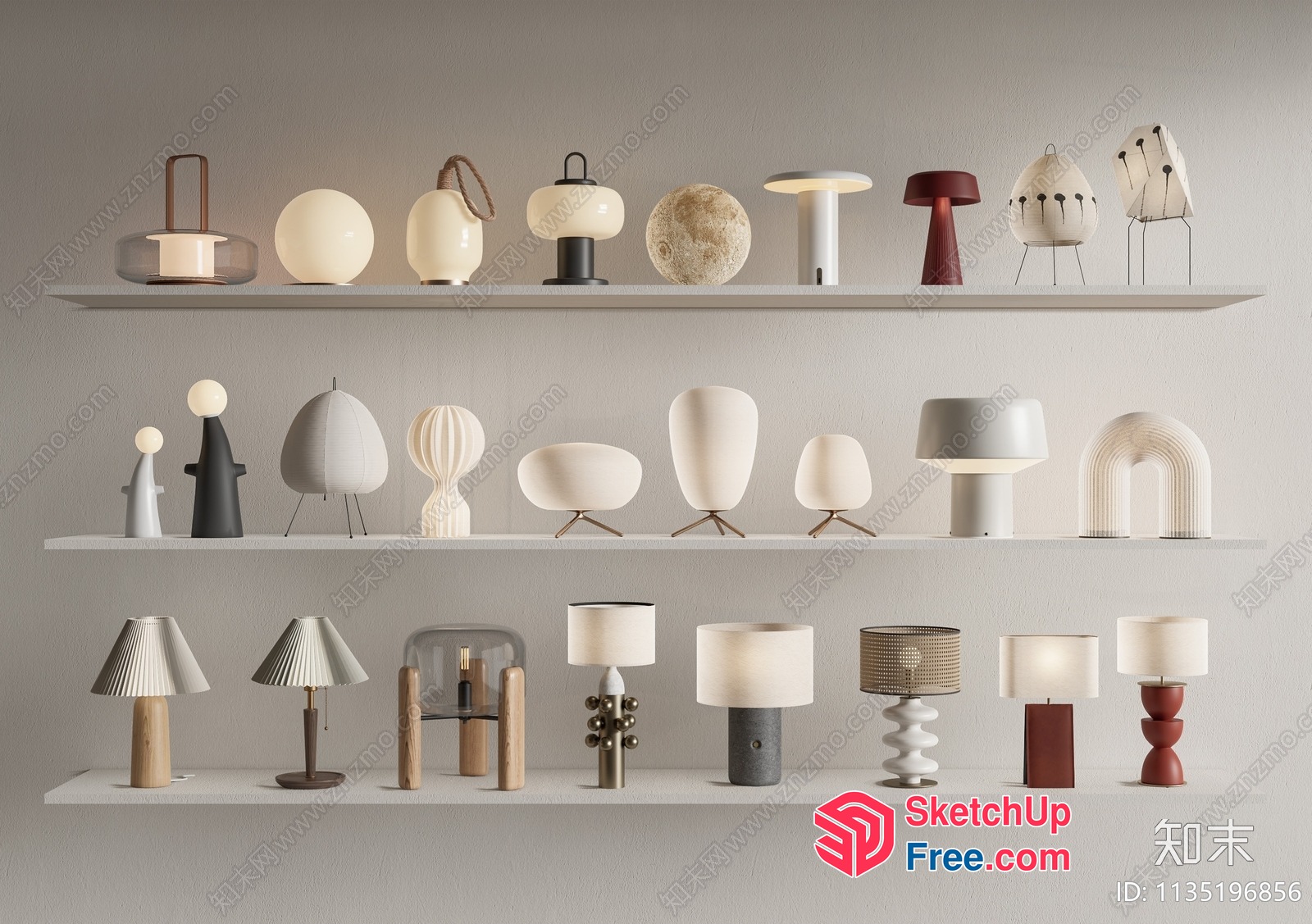 Modern Minimalist Table Lamps Collection 3D SketchUp File