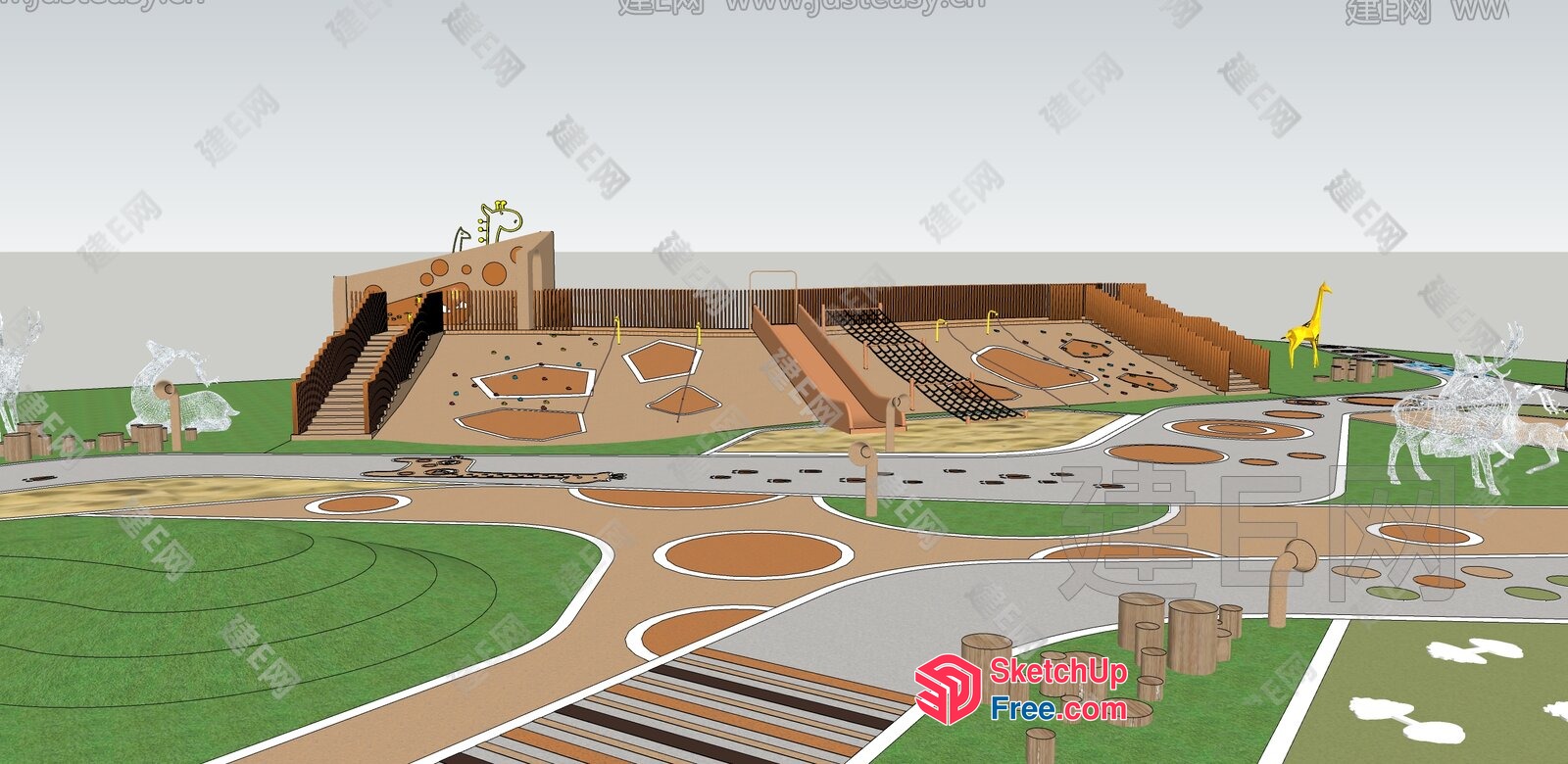 A Modern And Whimsical Animal-Themed Playground 3D SketchUp File