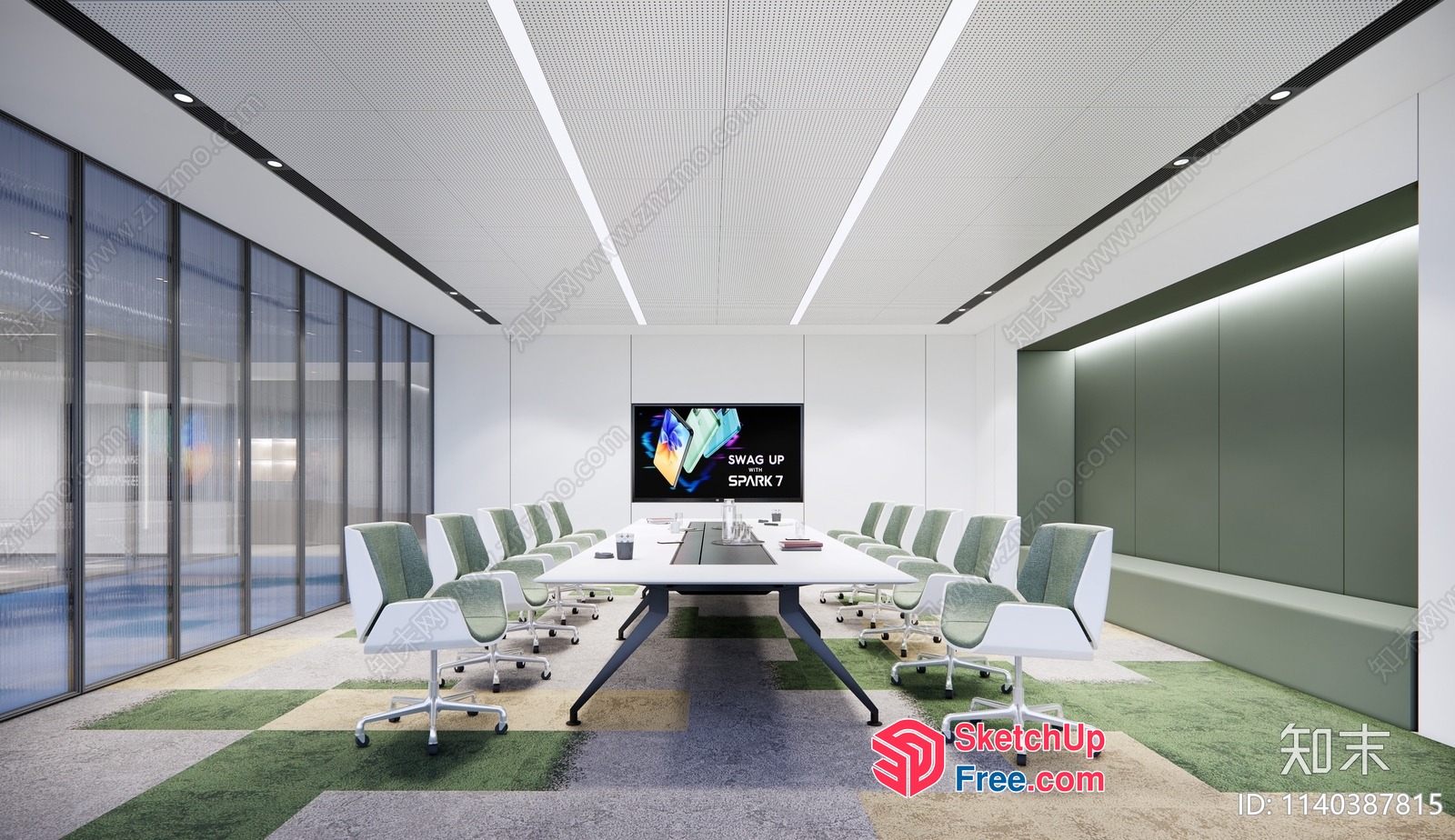 Modern Conference Room With Large Table And Chairs 3D SketchUp File