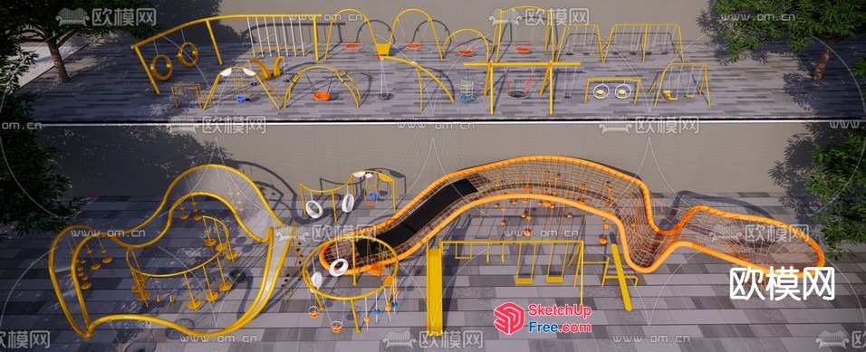 Colorful Playground With Yellow And Orange Accents 3D SketchUp File