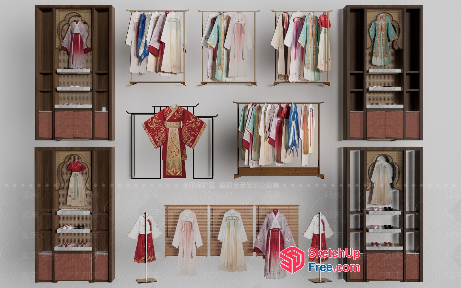 Traditional Chinese Clothing Display 3D SketchUp File