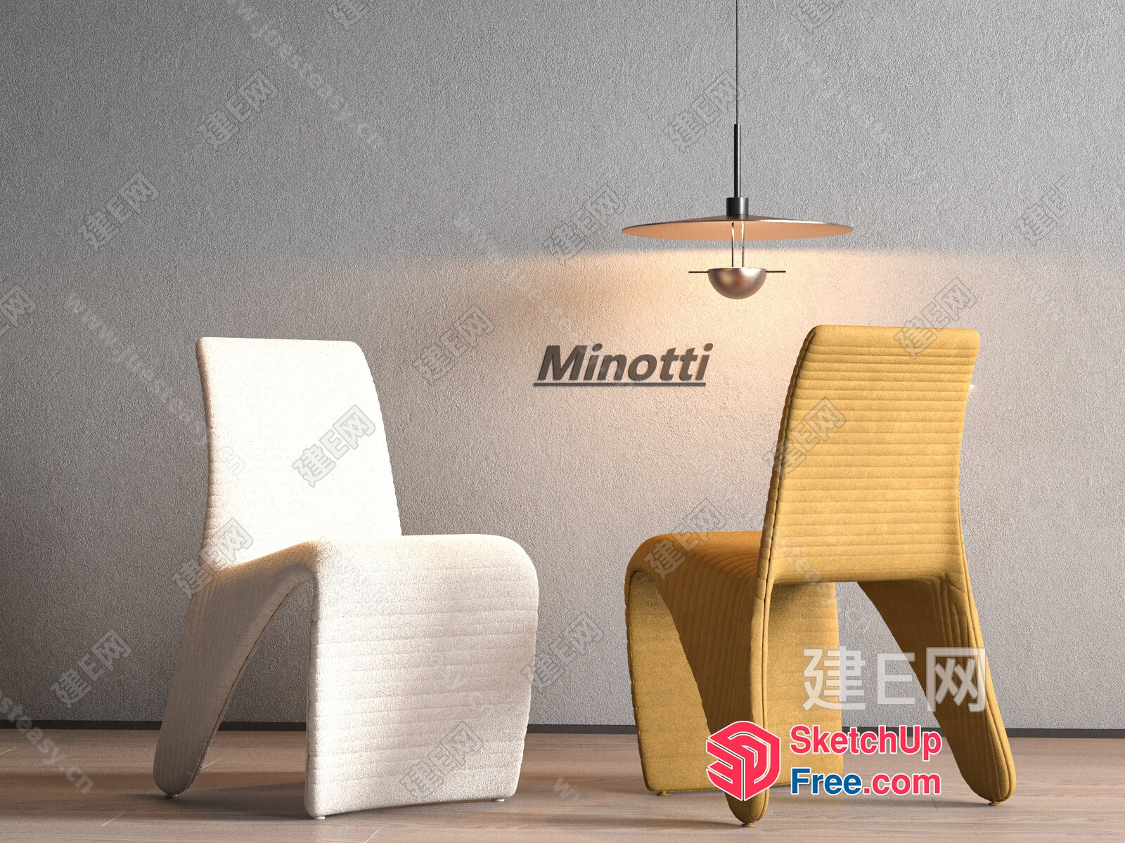Elegant And Modern Minotti Chairs In A Minimalist Setting 3D SketchUp File