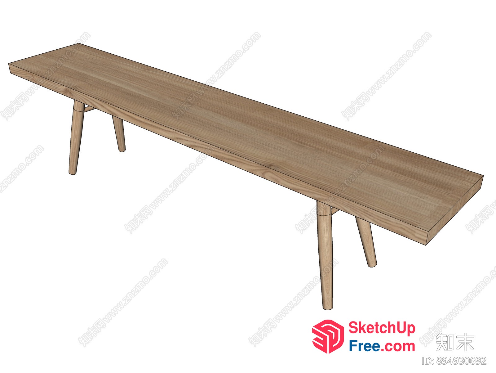 Simple Wooden Bench For Outdoor Or Indoor Use 3D SketchUp File
