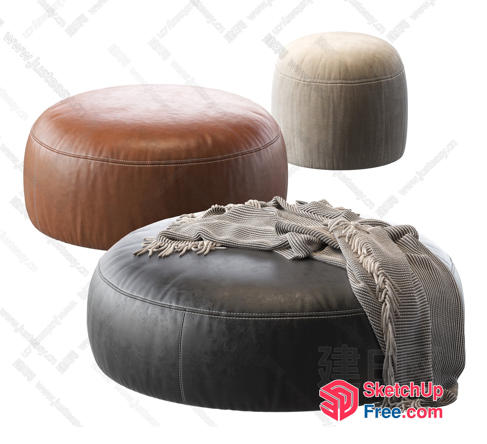 Leather Ottoman Furniture Set 3D SketchUp File