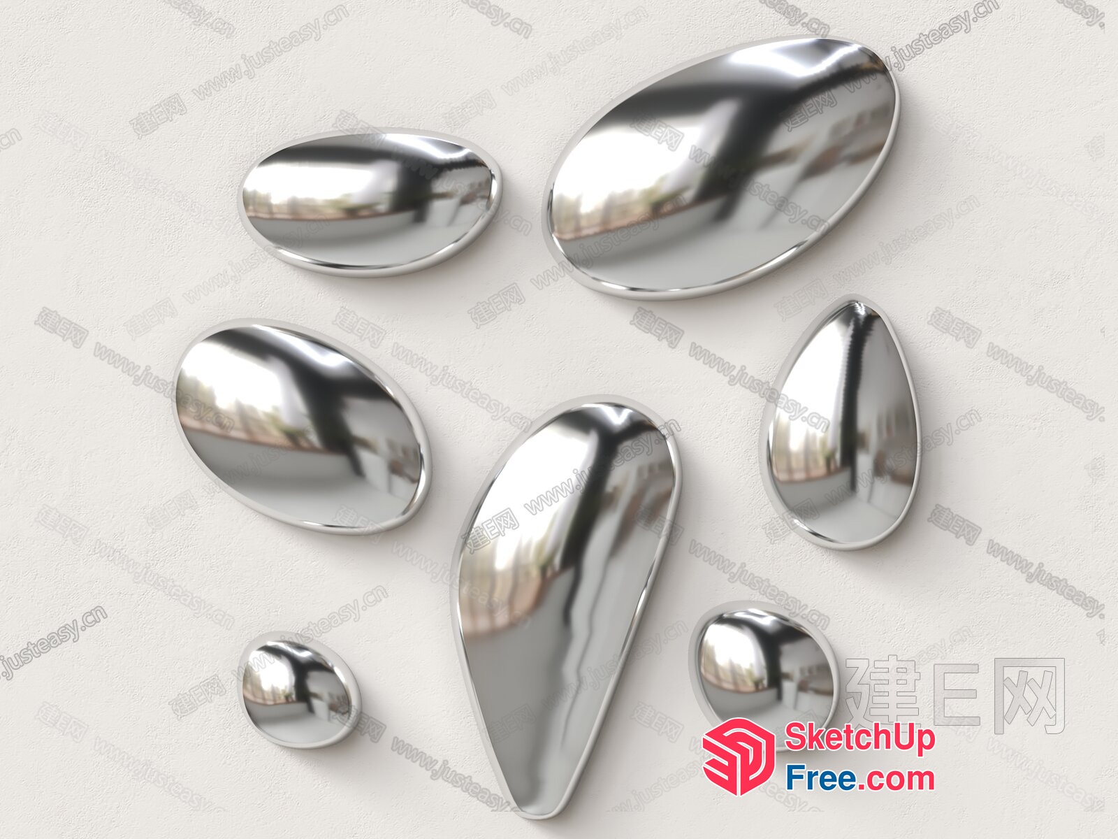 Modern Silver Decorative Wall Art 3D SketchUp File