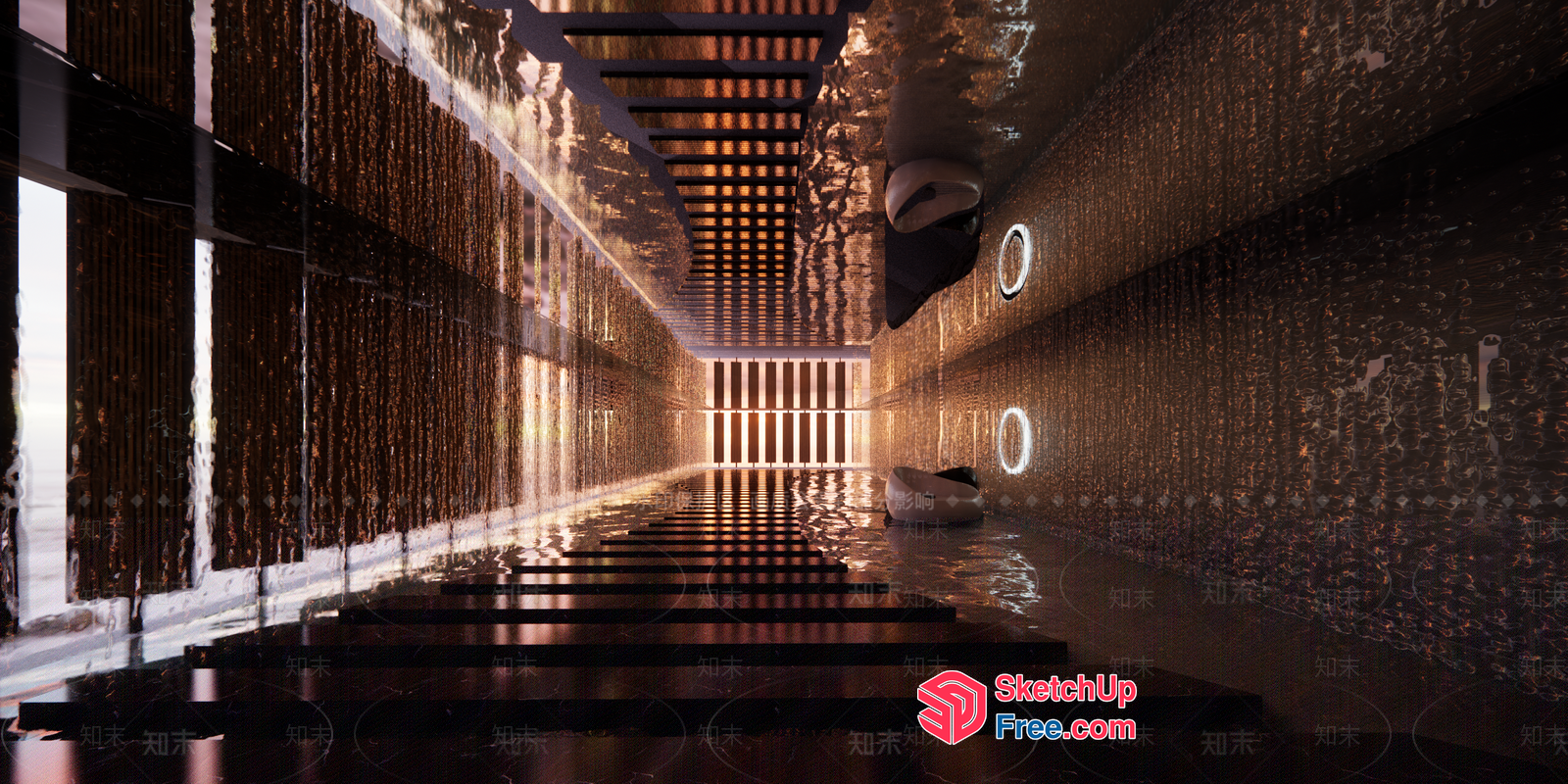 Luxurious Interior Staircase With Elegant Lighting 3D SketchUp File