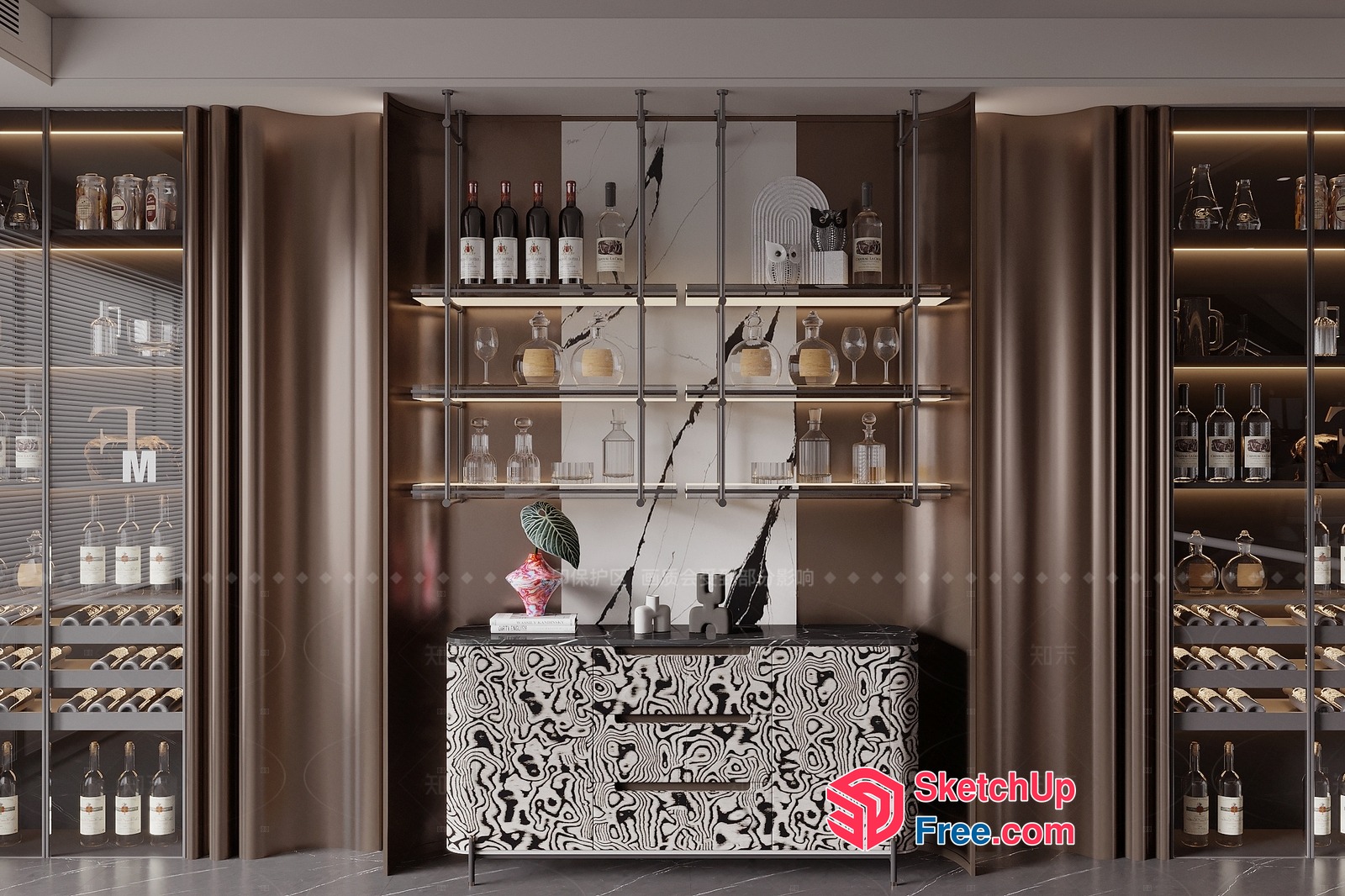 Luxurious Wine Storage And Display Cabinet 3D SketchUp File
