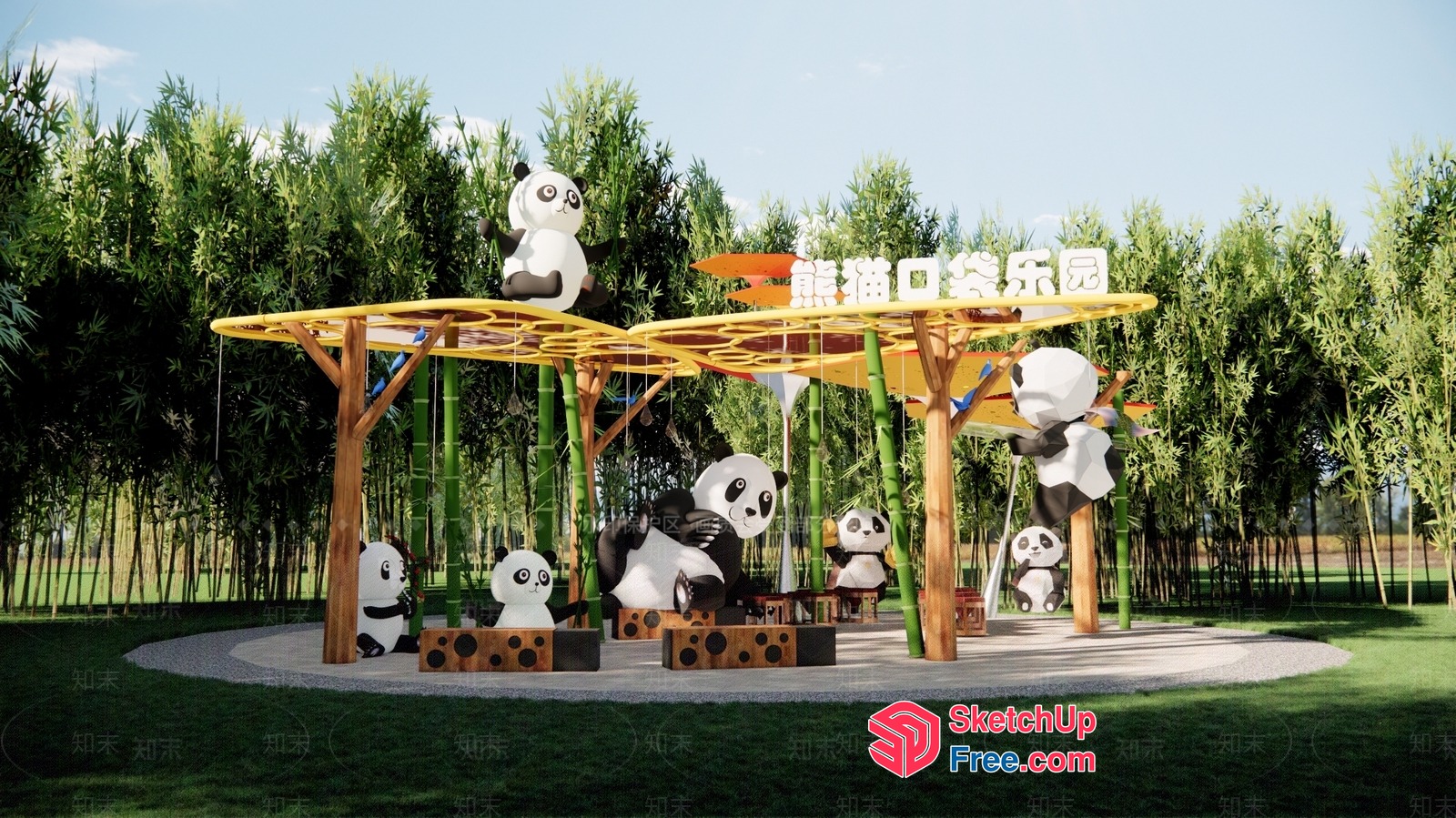 Playful Panda Playground 3D SketchUp File