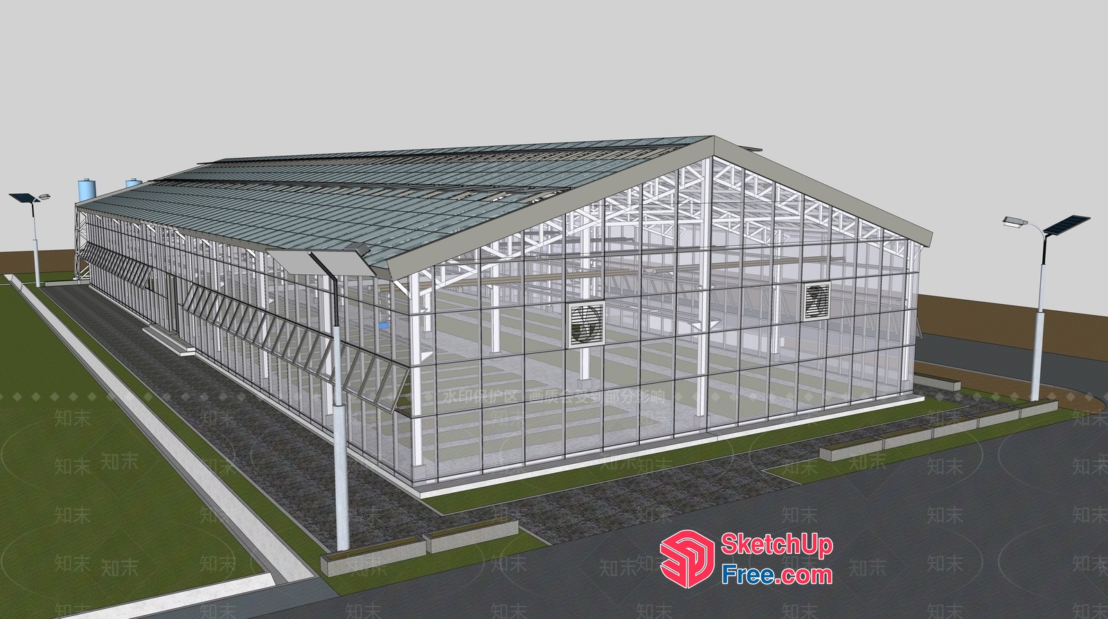 Modern Glass Greenhouse Structure 3D SketchUp File