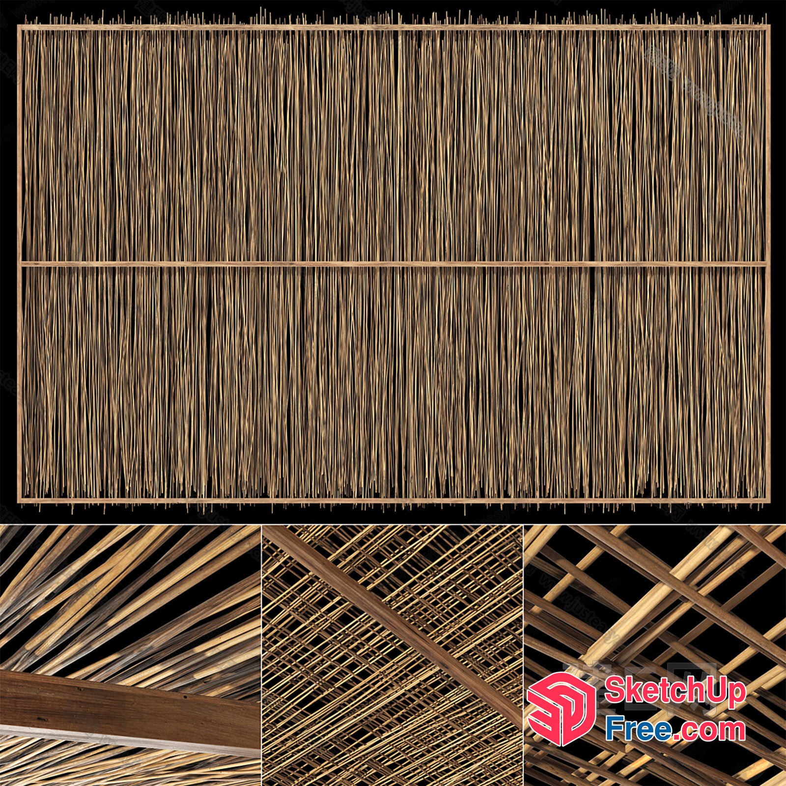 Wooden Rattan Ceiling Design 3D SketchUp File