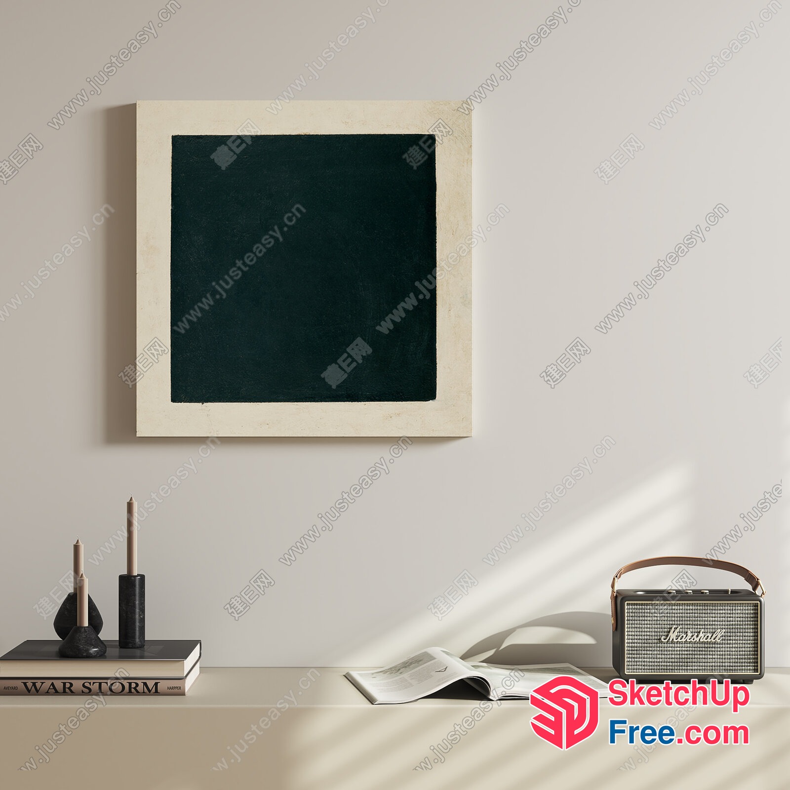 Minimalist Home Decor In Black And White 3D SketchUp File