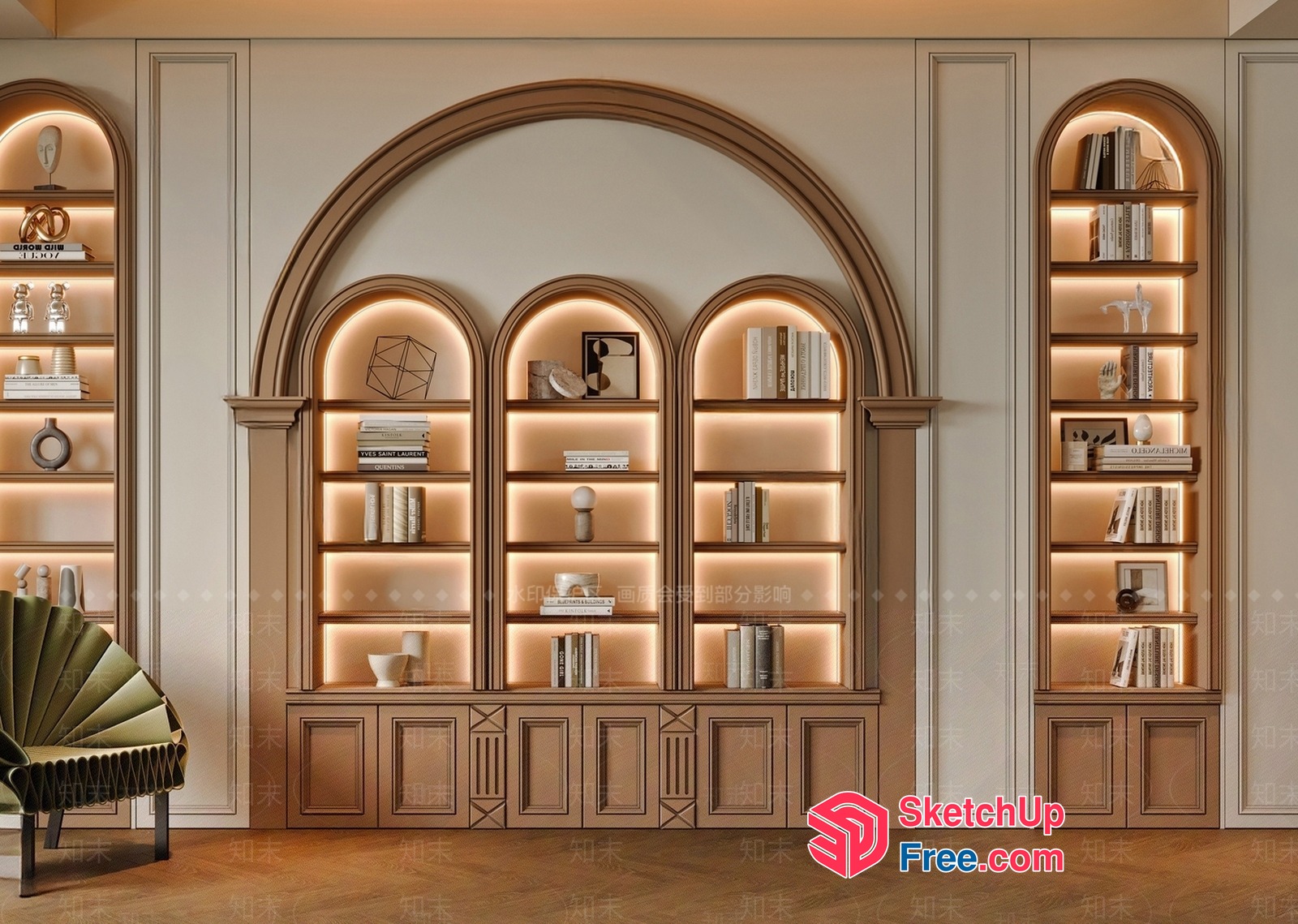 Elegant And Sophisticated Bookcase 3D SketchUp File