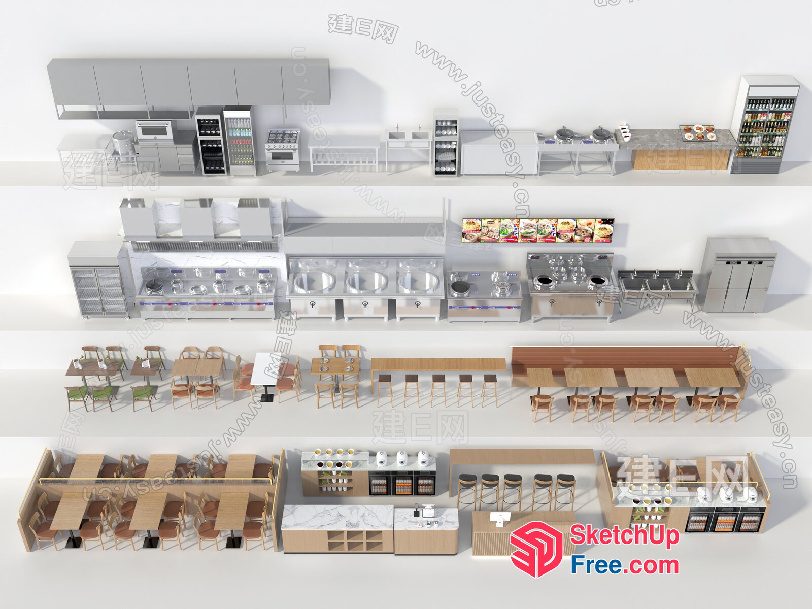 3D Rendering Of Commercial Restaurant Interior 3D SketchUp File