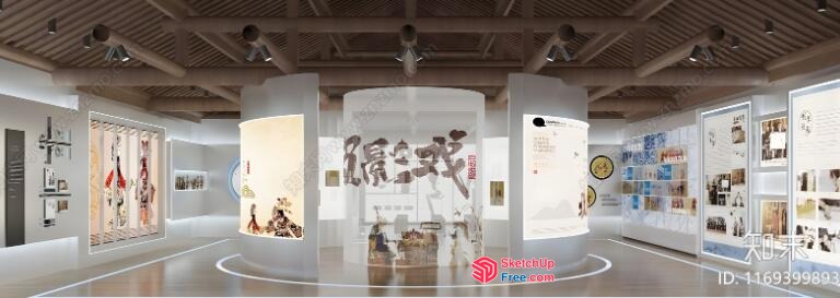 Modern Museum Interior With Artistic Displays 3D SketchUp File
