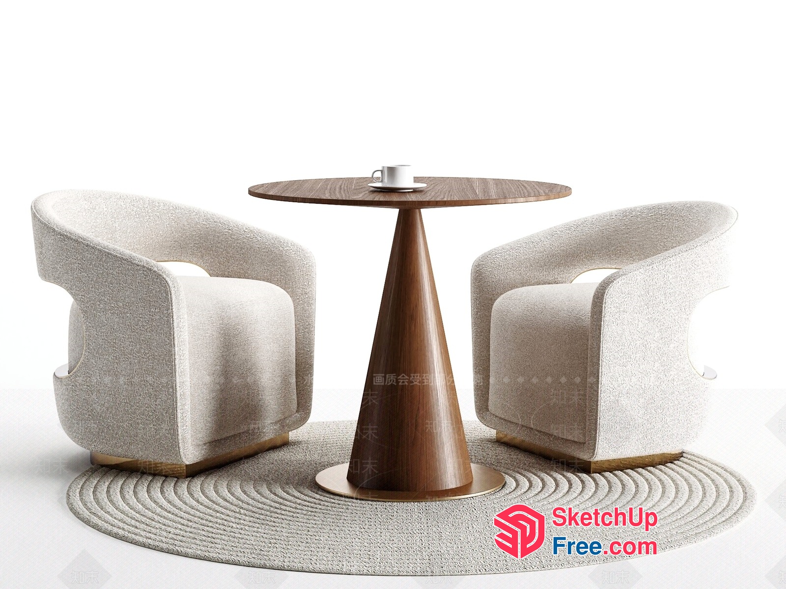 Elegant White Modern Chair And Table Set 3D SketchUp File