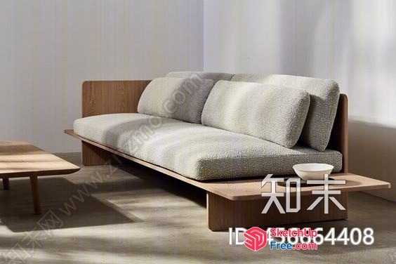 Modern Japanese-Style Living Room With Minimalist Sofa 3D SketchUp File