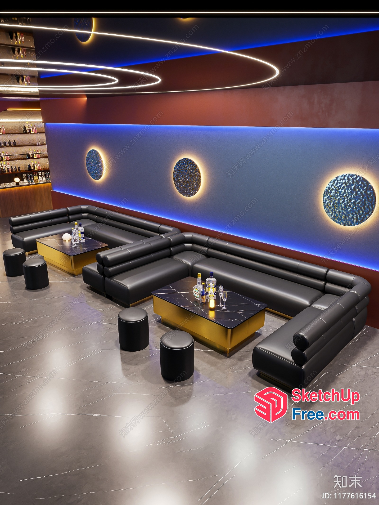 Luxurious Modern Bar Interior 3D SketchUp File