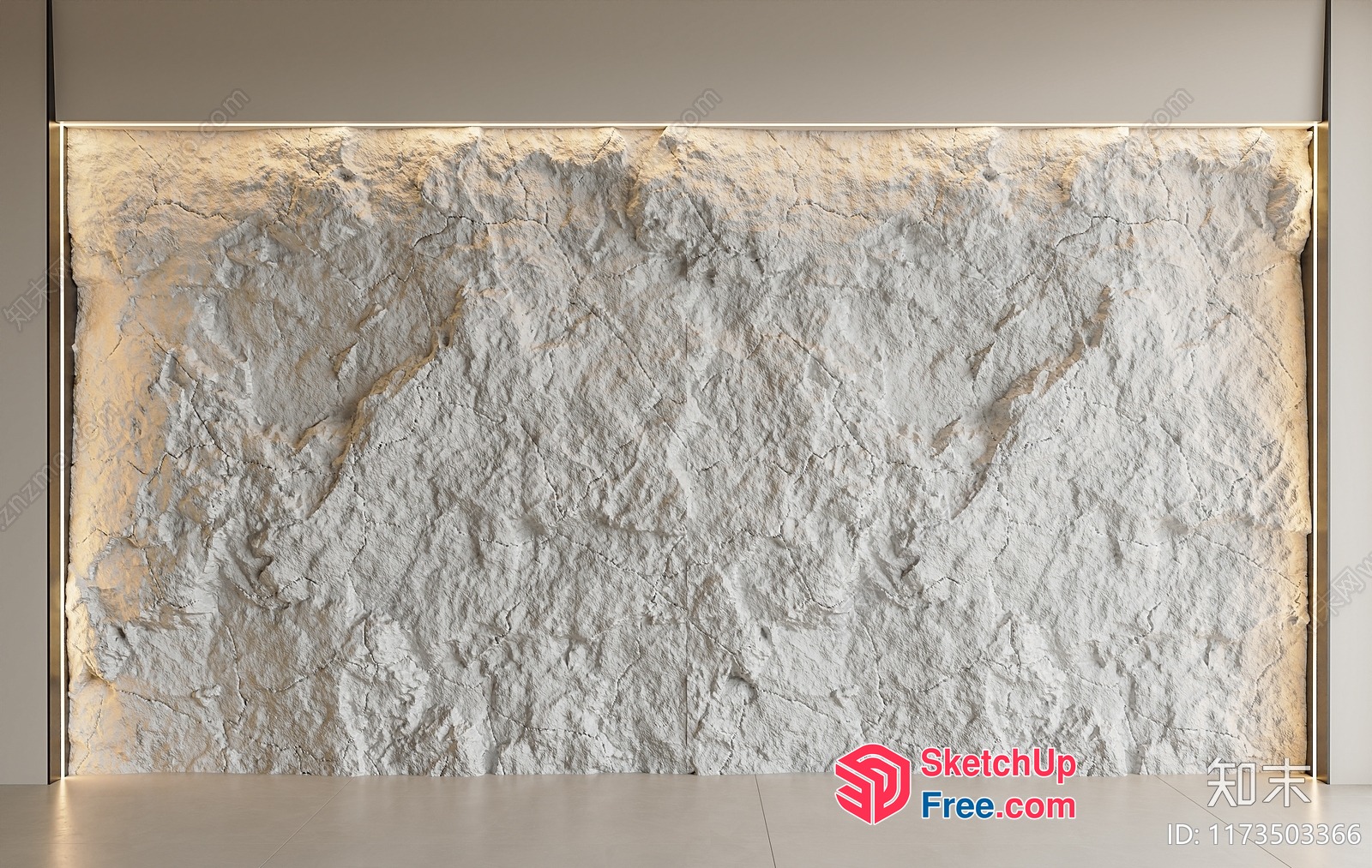 Modern Textured Stone Wall 3D SketchUp File