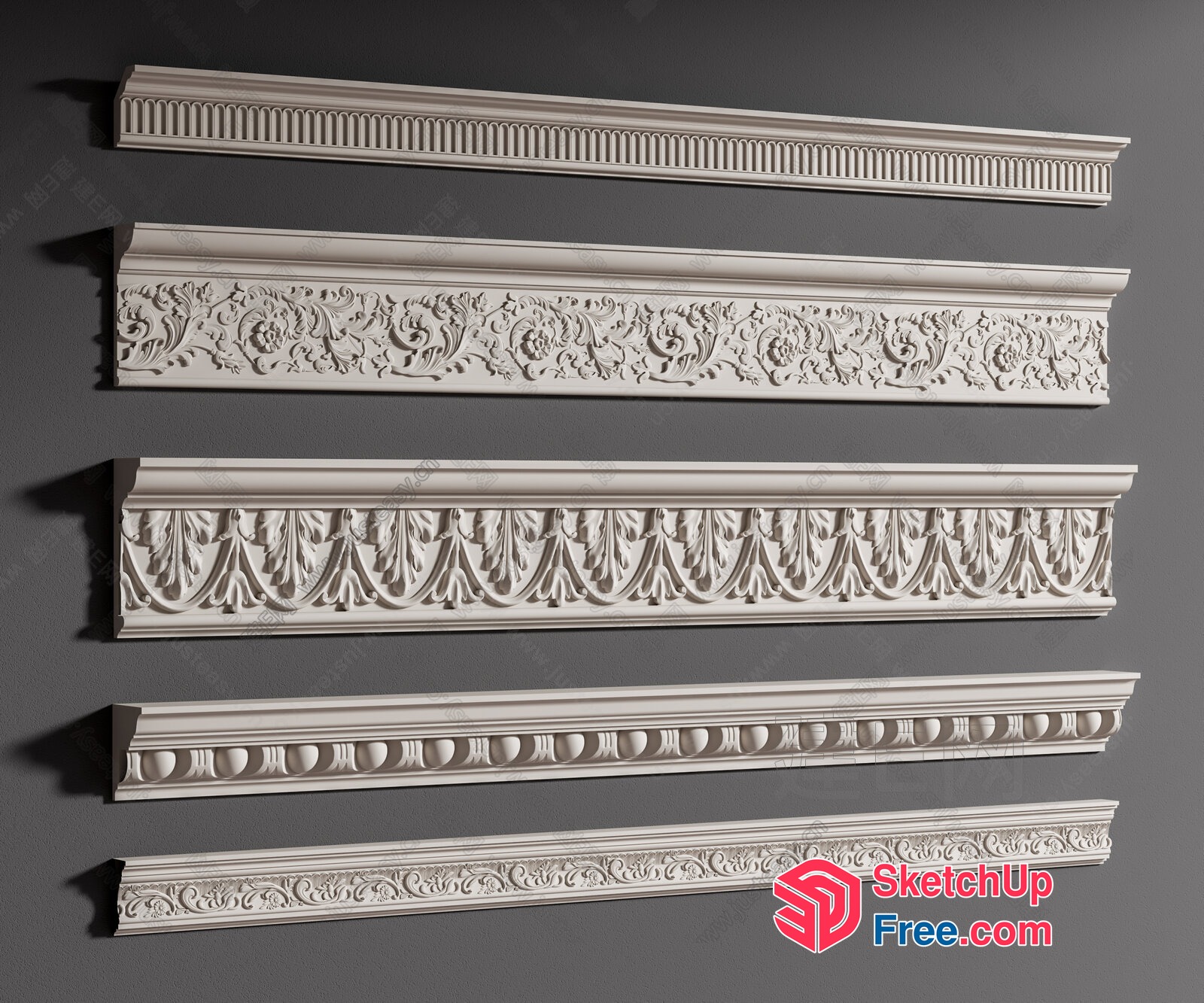 Intricate Carved Moulding Designs 3D SketchUp File