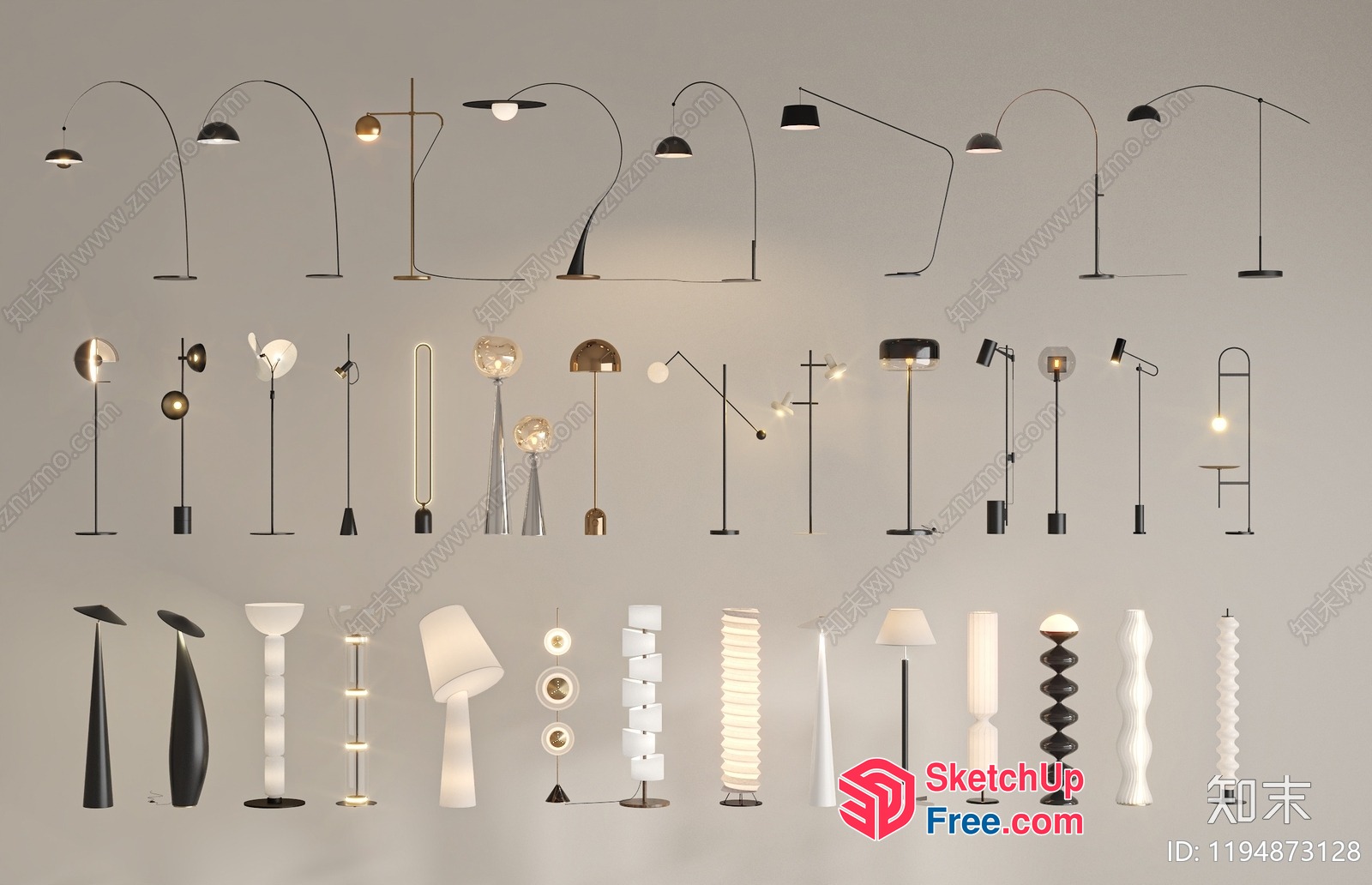 Modern Floor Lamps With Various Shapes And Styles 3D SketchUp File