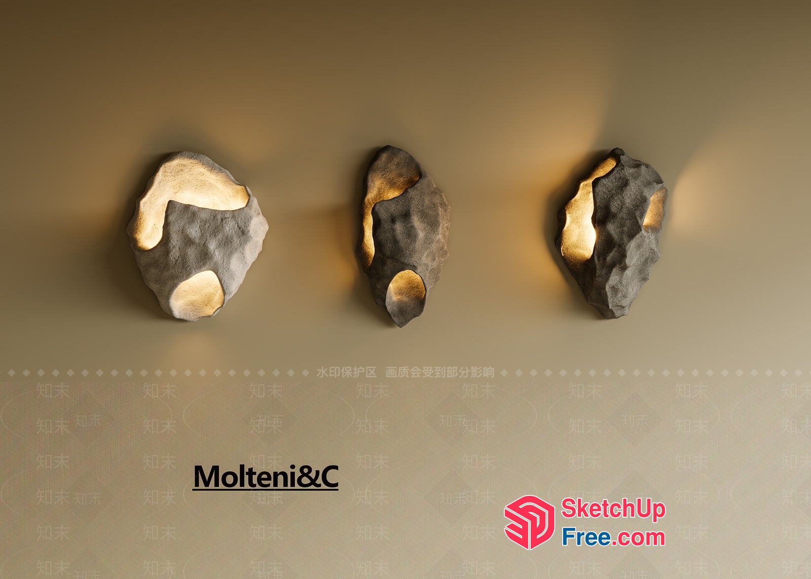 Modern Japanese-Style Wall Decorations With Natural Elements 3D SketchUp File